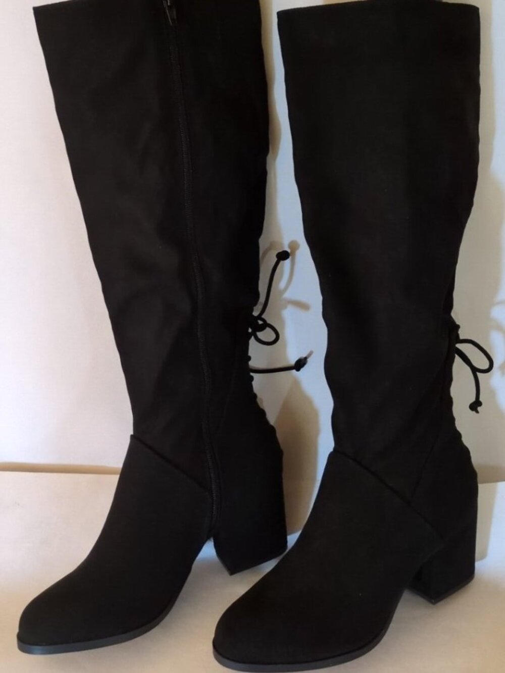 Journee Collection Leeda Faux Suede Knee High Block Heel Boots Black 8.5 NIB